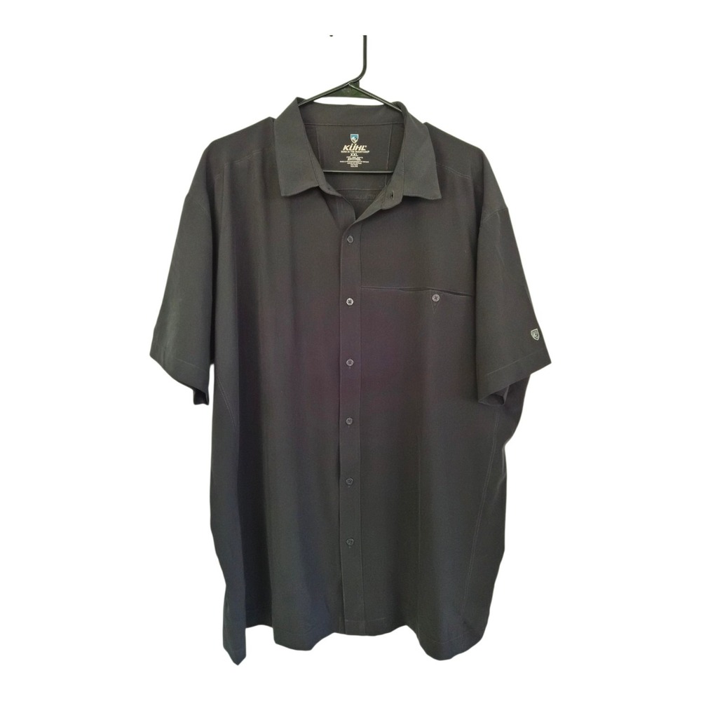 Kuhl AirKuhl Shirt Men XXL Black Button Front Short‎ Sleeve Performance Hiking